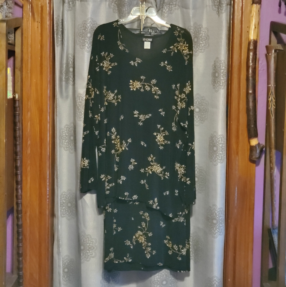 Black & Gold 2 Piece Blouse & Skirt.
